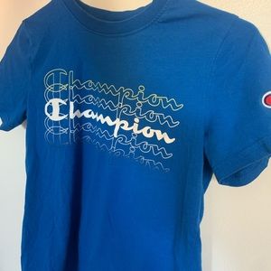 AUTHENTIC CHAMPION KIDS boys blue logo t shirt size medium